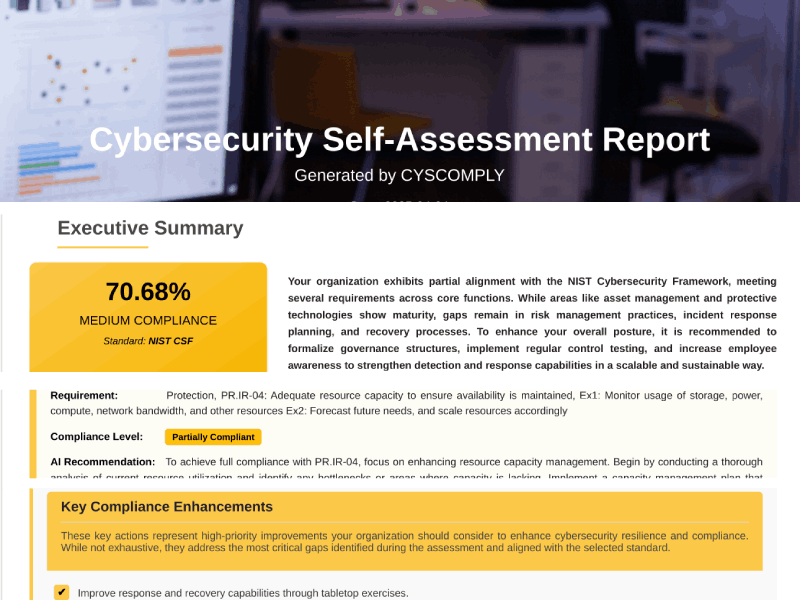 Full assessment report to save as PDF